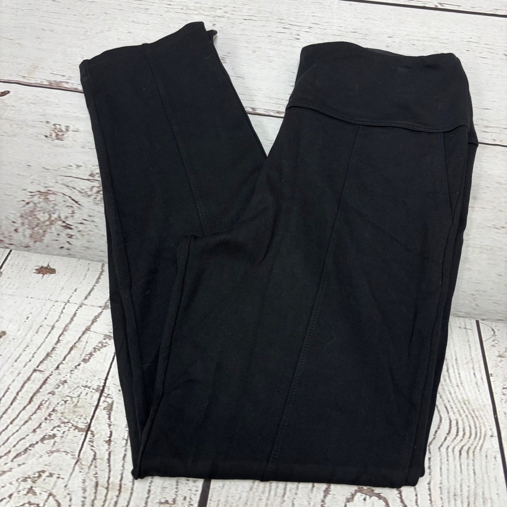 Women's Ruby Ribbon Black Ponte Knit Seamed Leggings Side Slits XL Soft Comfy